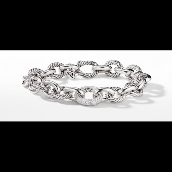 David Yurman Jewelry - David Yurman oval link Silver  diamond bracelet